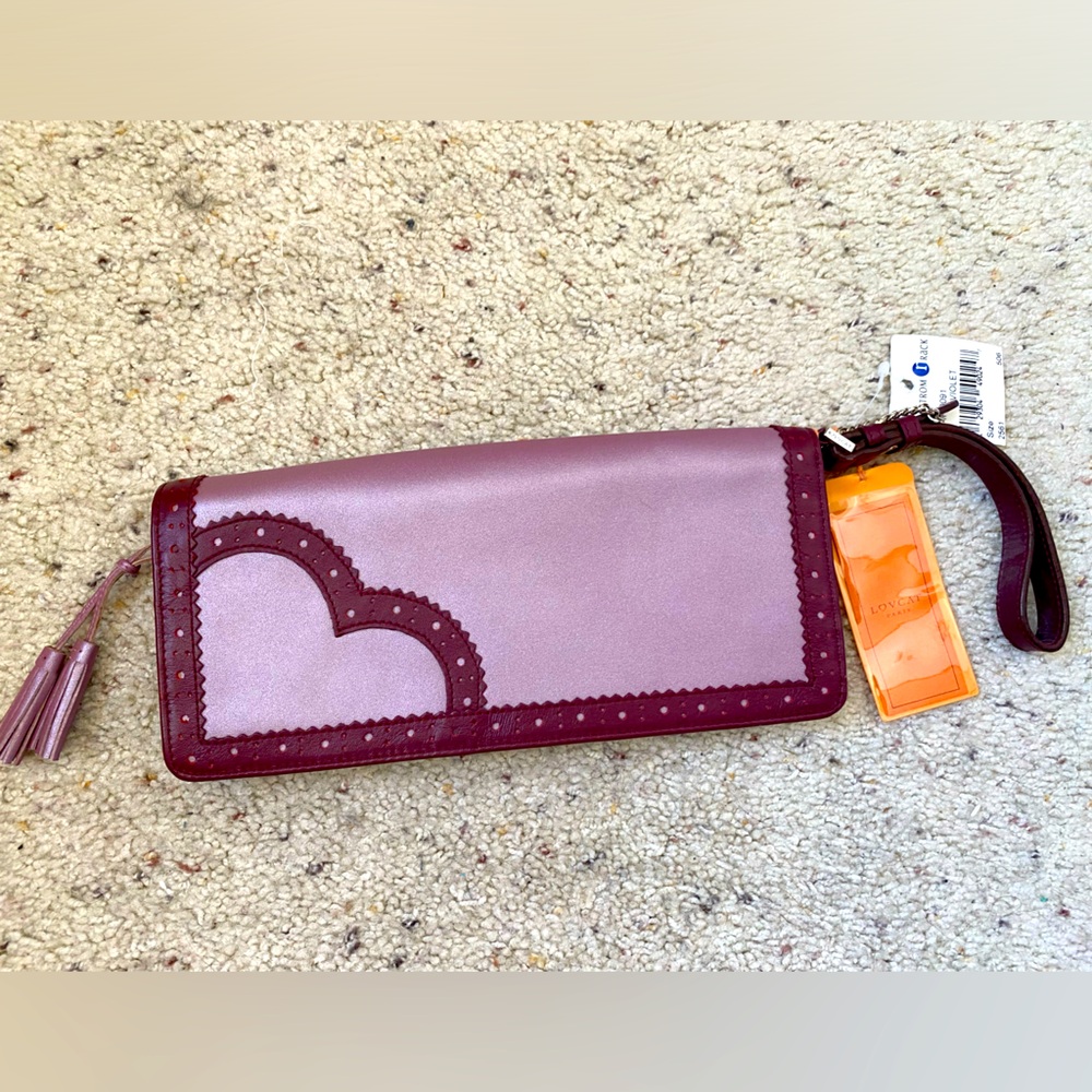NWT!  Lovcat Paris wallet.  Pink with burgundy trim.
